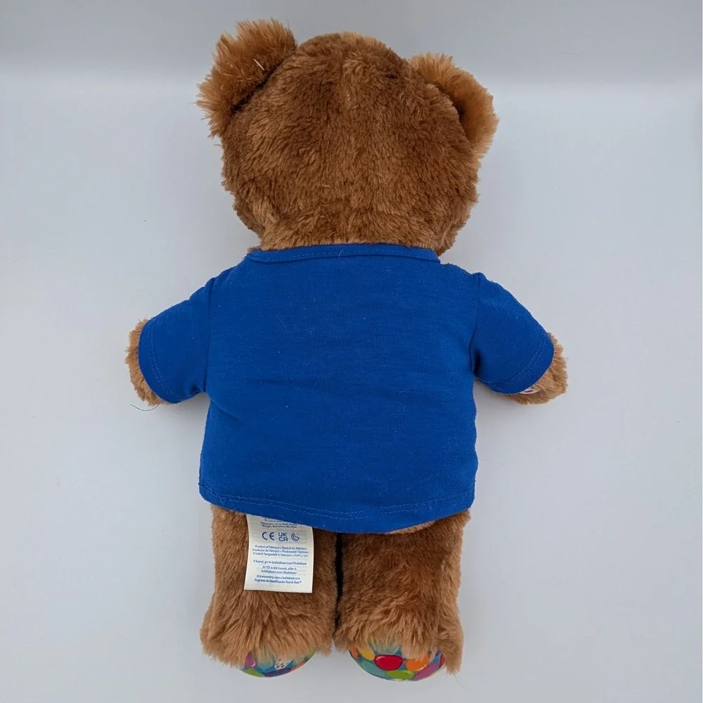 Build A Bear Happy Birthday Brown Teddy Bear Blue Shirt Balloon Paw Plush 16